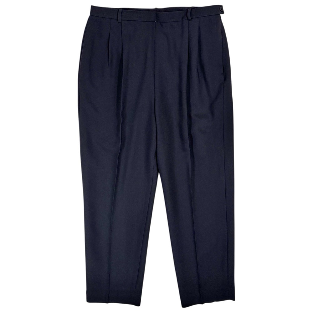 Vintage Carlisle High Waist Pleated Trouser‎ Pants Size 16 Navy Blue Relaxed 90s